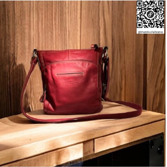 Fossil Handbags - Vintage Like New Red Leather Fossil Crossbody Purse